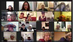A group of singers meet up for an online singing session.